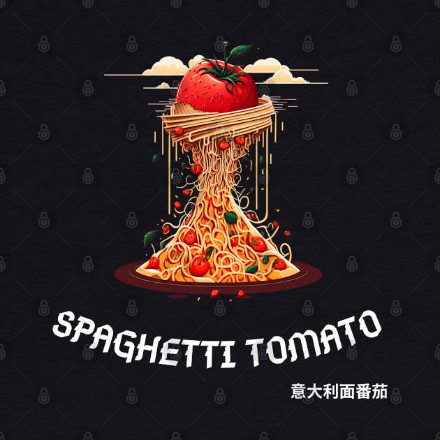 Spaghetti Tomato Tsunami Illustration Art by Hohohaxi